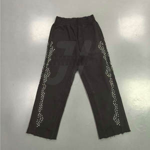 Pantalones ajustados para hombre de Venta caliente con detalle de diamantes de imitación ropa informal cómoda patrón recto de moda al por mayor - Product Image 3