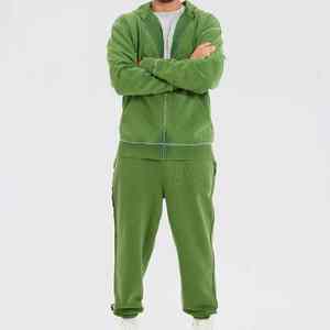 El mejor chándal de lavado ácido verde para hombre, precio al por mayor, chándal único de estilo con cremallera completa de gran tamaño personalizado de alta calidad para hombre - Product Image 1