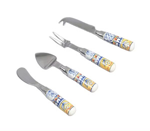 Ensemble d'épandeurs de fromage de luxe ensemble de fromage en acier inoxydable avec poignée torsadée faite à la main en or finition argentée - Product Image 6