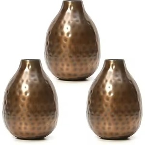 Best Selling Modern Decorative Hammered Metal Flower <b>Vase</b> <b>Set</b> 3 for Wedding Living Room Office Hotel Use Handmade Iron - Product Image 1