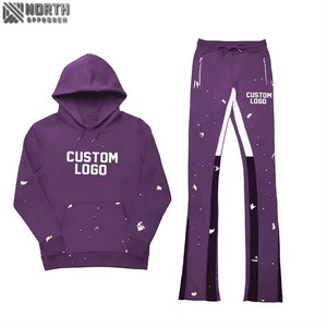 Chándal holgado de algodón OEM 100% para hombre, Conjunto personalizado de 2 piezas, Conjunto de sudadera con capucha y pantalones de chándal, conjunto deportivo de chándal de gran tamaño personalizado para hombre - Product Image 2