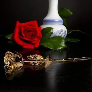 Most Selling <b>Valentine</b> Gifts 24k Rose Gold Plated Natural Rose with Vase and Velvet <b>Box</b> Natural Rose Dipped in 24 k Rose Gold - Product Image 4