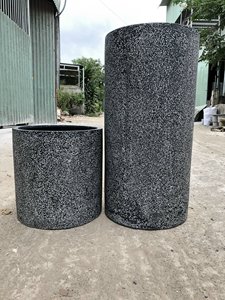 Rubí Linh-maceta de flores de fibra de vidrio, diseño moderno personalizado, peso ligero, cilindro ambiental de terrazo, para jardín - Product Image 6