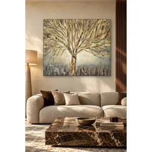 ภาพพิมพ์บนผ้าใบลายต้นไม้ไร้ใบสีทองแบบนูนของฟิดา - Product Image 1