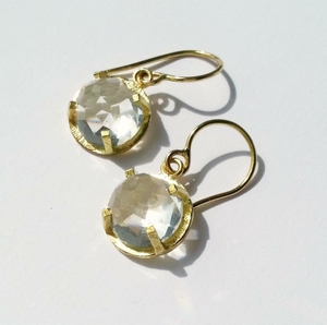 Certified Natural Clear Quartz 12mm Faceted Prong Set Long <b>Dangle</b> <b>Silver</b> <b>Earring</b> Handmade Jewelry for Girl Valentine Wear - Product Image 1