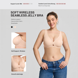 Waistdear <span class=keywords><strong>Sujetador</strong></span> Transpirable para Mujer, Sin Costuras, con Soporte Profundo, Paneles Laterales Anchos, Copas Semifijas, Tallas Grandes, Sin Aros - Product Image 5