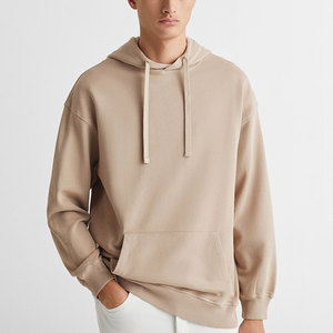 Pull à capuche 100% coton de qualité supérieure pour hommes, sweat-shirt Streetwear surdimensionné en polaire d'hiver lourd avec logo personnalisé, teint uni - Product Image 2