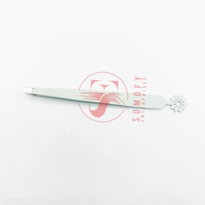 Pinzas de cejas de acero inoxidable verde de verano personalizadas de alta calidad, Punta puntiaguda profesional, extensiones de pestañas de etiqueta privada - Product Image 6