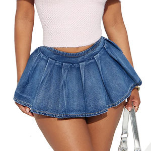 กระโปรงผ้ายีนส์สไตล์หรูหราสำหรับผู้หญิงกระโปรงผ้าเดนิมป้องกันรอยยับสำหรับผู้หญิงวัสดุทนทาน - Product Image 1