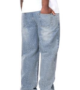 Pantalones Vaqueros de Mezclilla con Pedrería para Hombre, de la Mejor Calidad, MOQ Bajo, Precio al por Mayor, Hechos en Pakistán, Lavado Ácido, Corte Holgado, Logotipo Personalizado - Product Image 2