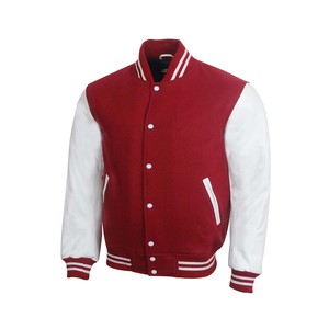 เสื้อแจ็คเก็ตหนังมีตัวอักษรแต่งด้วยผ้าขนสัตว์มีแผ่นปะแบบพรีเมียม - Product Image 2