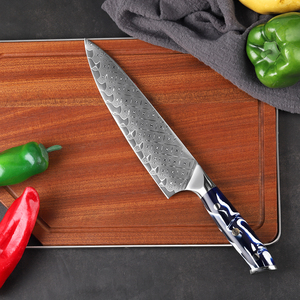 Cuchillo de chef de hoja fija de fábrica OEM y ODM personalizado al por mayor, herramienta de cocina de acero damasco, herramienta de corte de carne y verduras - Product Image 2