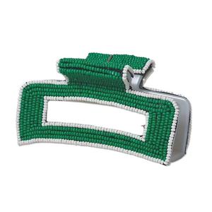 New Arrival Beaded Embroidery Hair <b>Clip</b>, Colorful Seed Bead Embroidered Hair Claw for Women & Girls - Product Image 3