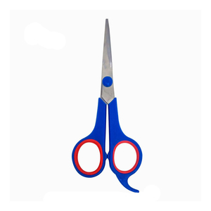 Tijeras de peluquero profesionales para zurdos con mango de plástico azul, hoja de acero inoxidable 440C para cortar bigote y barba - Product Image 1