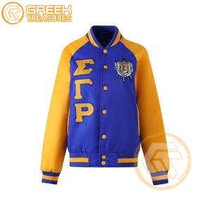Chaqueta universitaria bordada de satén Sigma Gamma Rho personalizada, chaquetas de mujer de ropa griega transpirable de alta calidad para hermandad - Product Image 3