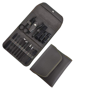 Juego de manicura de 16 piezas de alta calidad, Kit de pedicura profesional con cortador de uñas de acero inoxidable negro, tijeras para uñas - Product Image 2