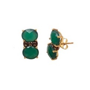 มาใหม่ Greem นิลและโกเมนพลอย925เงินสเตอร์ลิงต่างหูรูปไข่ - Product Image 1