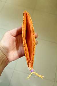 Sac en paille bohème orange vintage fait main pour femmes, pochette en raphia en forme d'éventail au crochet d'été, sac à main de plage personnalisable, commerce facile - Product Image 3