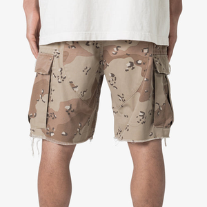 Vente en gros de shorts décontractés en coton pour hommes avec ceinture élastique confortable shorts cargo d'été de camouflage avec deux poches cargo latérales - Product Image 6
