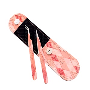Pince à épiler professionnelle de haute qualité en acier inoxydable coloré 2 pièces Logo personnalisé pochette de beauté emballée - Product Image 2