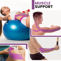 Bande de kinésiologie violette lavande certifiée CE, antidérapante, imperméable, respirante, élastique et résistante à la chaleur pour le sport