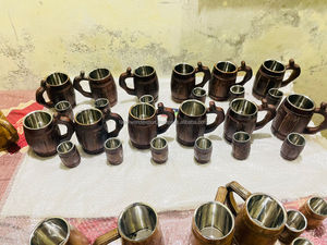 Tasses à bière en acier inoxydable de baril en bois écologique tasse à bière allemande tasse à café créative avec poignée Falak World Export - Product Image 2