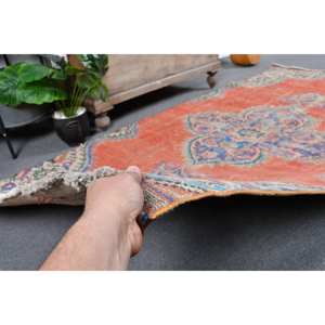 Alfombra de lana Vintage naranja y Beige, 4,1x7,7 pies, clásica, área grande, patrón de pasillo rectangular turco para dormitorio con respaldo de látex - Product Image 4