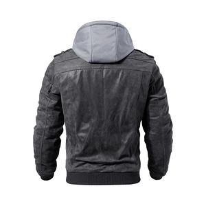 Chaqueta de Cuero Estilo Motero, Cuello Redondo, Cuero Genuino, Proveedor Verificado de Cuero Marrón, Entrega Rápida, Impermeable y Resistente al Viento - Product Image 5