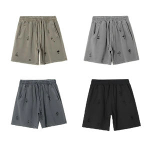 Custom Vintage <b>Shorts</b> Men Unisex High Street Style <b>Jogger</b> Washed Drawstring Cotton Distressed <b>Shorts</b> Customizable <b>Short</b> <b>Jogger</b> - Product Image 2