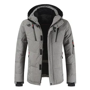 Casaco masculino de inverno, jaqueta com capuz, casacos de neve, quentes, grossas, de parka, branco, bufante