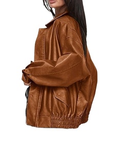 Veste en cuir femmes surdimensionné moto Bomber veste automne mode tenues veste pour hommes 2026 - Product Image 3