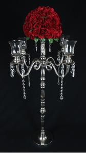 Vente en gros de grands bougeoirs à longue tige à 5 bras en cristal candélabres faits à la main à vendre pour la décoration de pièce maîtresse de mariage - Product Image 6