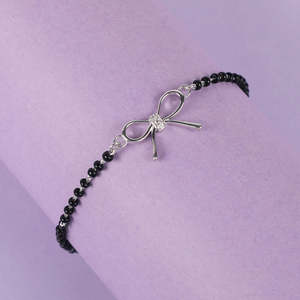 NOVAMART Fine 925 Sterling <b>Silver</b> Bow Design Mangalsutra Hand <b>Bracelet</b> Fashionable <b>Bangle</b> Wholesale Export - Product Image 2