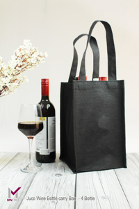 Sacs de transport pour bouteilles de vin et de champagne fabriqués en Inde en jute naturel et en toile sacs de transport réutilisables écologiques et durables - Product Image 3