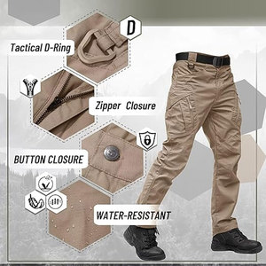Pantalon cargo décontracté pour homme Pantalon d'hiver grande taille Fermeture à taille élastique Taille moyenne Léger Plat Devant Design Multi-poches - Product Image 3