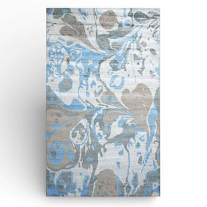 Tapis en laine noué à la main, motif géométrique moderne, poils épais, tapis écologique pour salon et chambre à coucher |   Tapis en laine fait main de luxe - Product Image 1