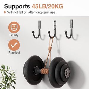 Grand crochet mural noir pour salle de bain, cuisine, chambre, rangement des serviettes et vêtements, vis et costumes supplémentaires pour sacs, manteaux et clés - Product Image 5