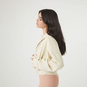 Haute qualité surdimensionné polaire à capuche brodé fermeture éclair pour les femmes soie coton hiver longs vêtements automne à capuche col avant - Product Image 2