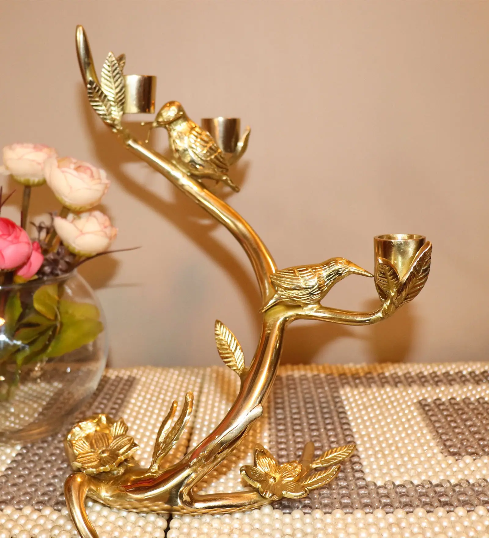 Gold Brass Table Candle Holder For Home Decoration BY KSN