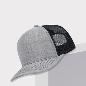 New Style OEM Customised Low MOQ Mens 6 Panel Cotton Embroidered 112 Style Grey Trucker <b>Baseball</b> <b>Caps</b> <b>Black</b> Mesh Hat - Product Image 3