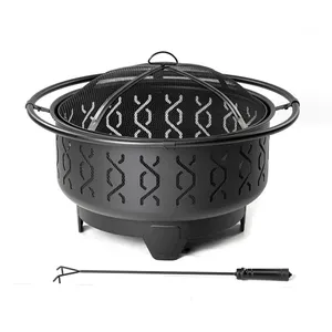 Metal Fire Pit with Stand in Iron Construction Suitable for Solo or Group Warming Parties Huge Metal Fire Pit for Warming <b>Camp</b> - Product Image 3
