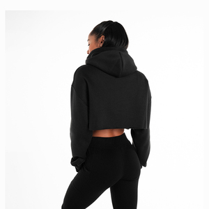 Diseño profesional 100% algodón tejido de punto Crop Top Sudadera con capucha transpirable pulóver sudadera parte delantera trasera Casual para primavera mejor - Product Image 5
