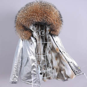 Parka Maomaokong con Forro de Piel de Conejo, Capucha de Mezclilla con Relleno de Algodón, Talla Grande, Resistente al Viento y al Agua, Ropa Larga y Corta para Otoño - Product Image 3