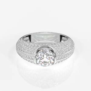 Men's Luxe Accents 14k <b>Gold</b> Cluster <b>Ring</b> Hip Hop Style Lab Grown Diamond Cut Stone Passes Diamond Tester for Everyday Wear - Product Image 6