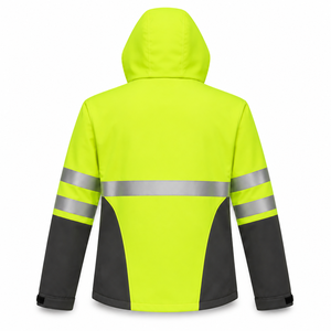 Chaqueta de Seguridad Reflectante de Alta Visibilidad, Resistente al Agua, con Capucha, Amarillo Verde, Unisex, Ropa de Trabajo de Softshell, Chaquetas Personalizadas al por Mayor - Product Image 3