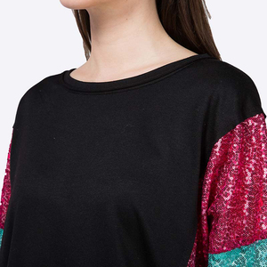 Pull à paillettes polaire surdimensionné brillant pour femmes sweat-shirt patchwork pull à paillettes décontracté ample pull à capuche personnalisé - Product Image 3