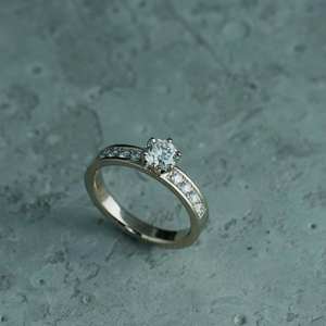 6mm Round Cut Moissanite Engagement <b>Ring</b> | <b>Solitaire</b> with Pave Side Stones | Gold or <b>Silver</b> Bridal Wedding Fine Jewelry OEM - Product Image 6
