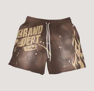 Fabricación personalizada 100% algodón francés Terry Streetwear 2 piezas serigrafiado Vintage Look corto y camisas estilo callejero conjunto corto - Product Image 5