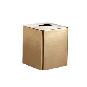 Élégante boîte à serviettes en métal plaqué or avec design martelé, parfaite pour les ustensiles de cuisine. - Product Image 1