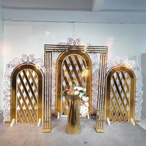Arco de Metal de alta calidad para decoración de jardín, telón de fondo para boda, acabado dorado, recepción, soporte de escenario trasero - Product Image 1